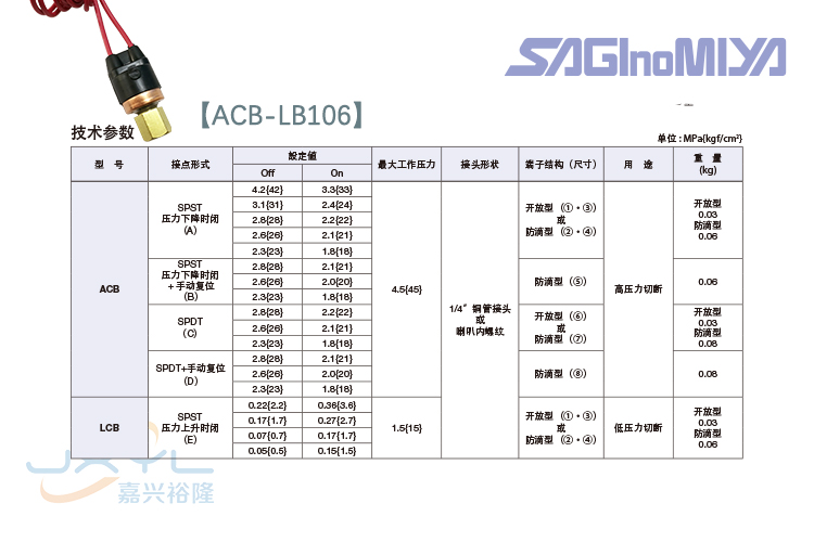 鷺宮隔膜式壓力控制器ACB-LB106