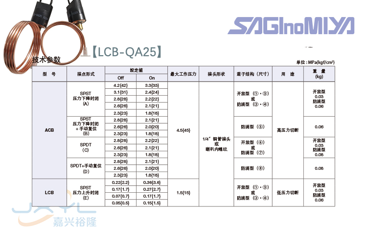 鷺宮隔膜式壓力控制器LCB-QA25