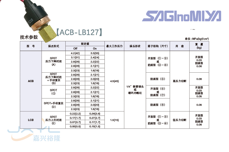 鷺宮隔膜式壓力控制器ACB-LB127