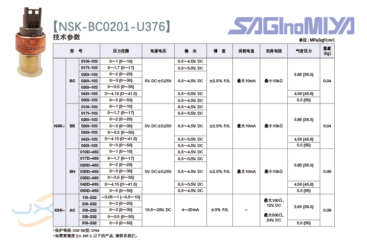 鷺宮壓力傳感器NSK-BC0201-U376